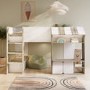 White and Oak Mid Sleeper Cabin bed with Storage - Marcel
