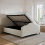 Beige Upholstered King Size Side-Lift Ottoman Storage Bed with Legs - Marie