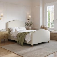 Beige Upholstered Small Double Side-Lift Ottoman Storage Bed with Legs - Marie