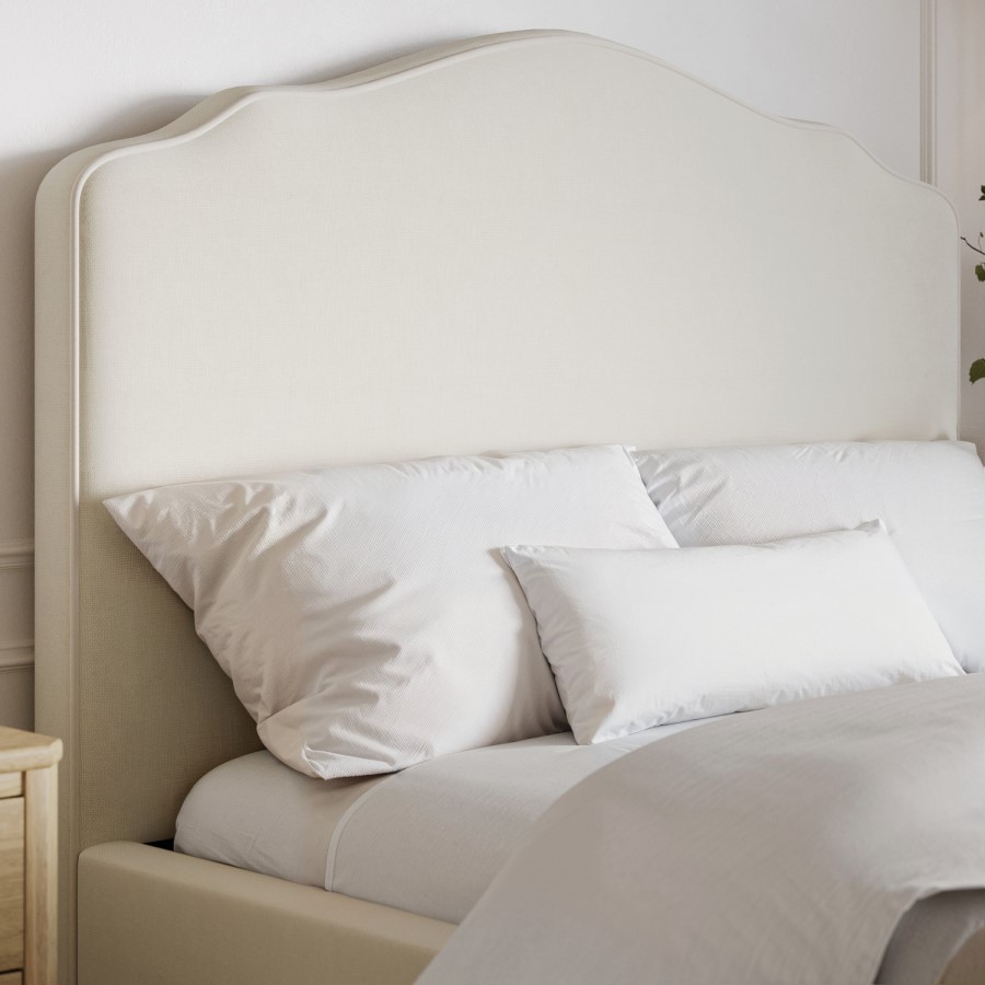 Beige Upholstered Small Double Side-Lift Ottoman Storage Bed with Legs - Marie