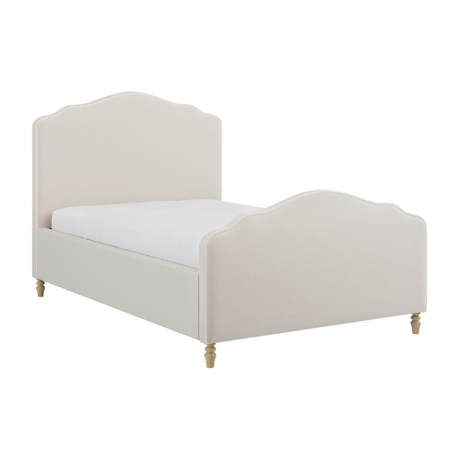 Beige Upholstered Small Double Side-Lift Ottoman Storage Bed with Legs - Marie