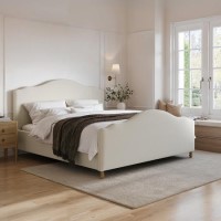 Beige Upholstered Super King Side-Lift Ottoman Storage Bed with Legs - Marie