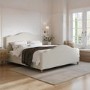 Beige Upholstered Super King Side-Lift Ottoman Storage Bed with Legs - Marie