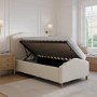 Beige Upholstered Single Side-Lift Ottoman Storage Bed with Legs - Marie