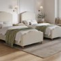 Beige Upholstered Single Side-Lift Ottoman Storage Bed with Legs - Marie