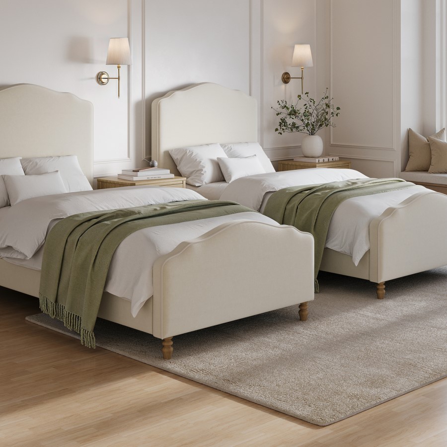 Beige Upholstered Single Side-Lift Ottoman Storage Bed with Legs - Marie