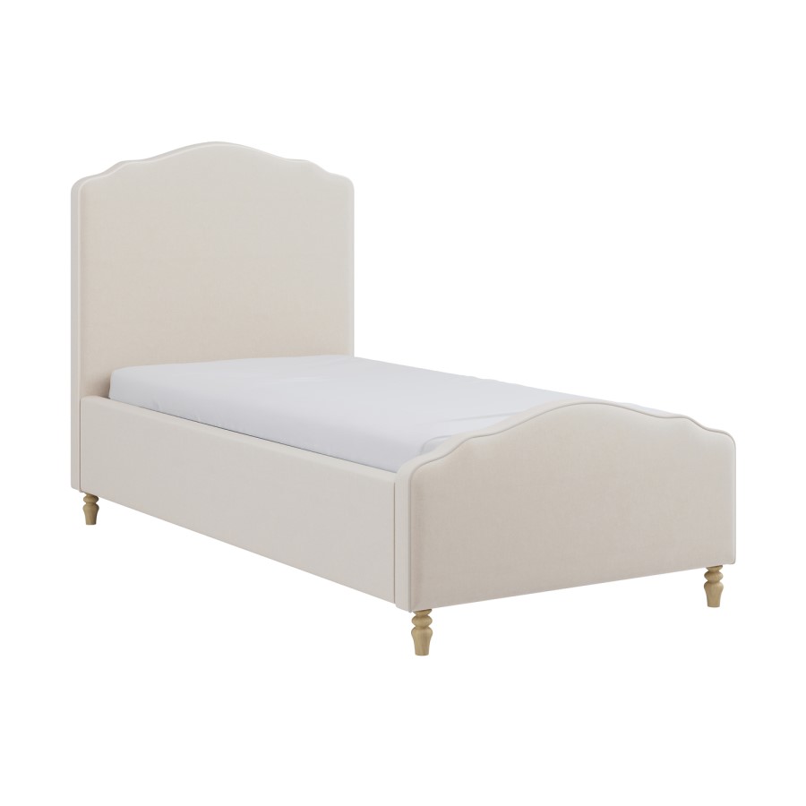 Beige Upholstered Single Side-Lift Ottoman Storage Bed with Legs - Marie