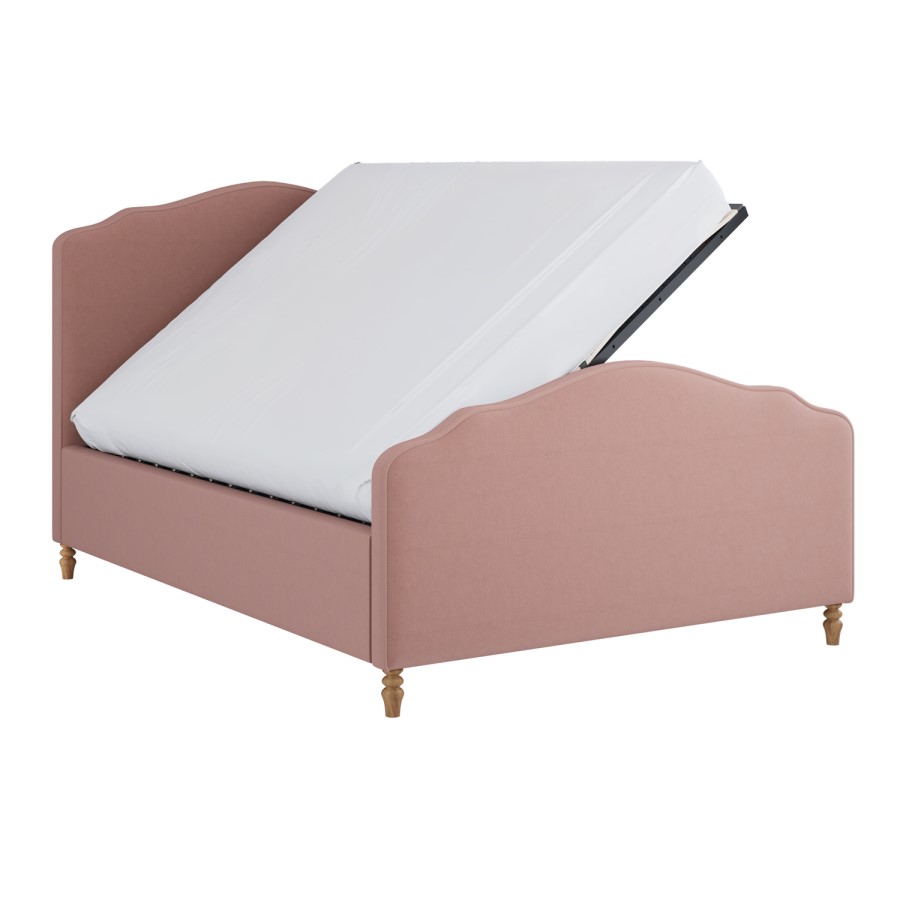 Pink Upholstered Double Side-Lift Ottoman Storage Bed with Legs - Marie