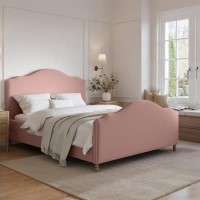 Pink Upholstered King Size Side-Lift Ottoman Storage Bed with Legs - Marie
