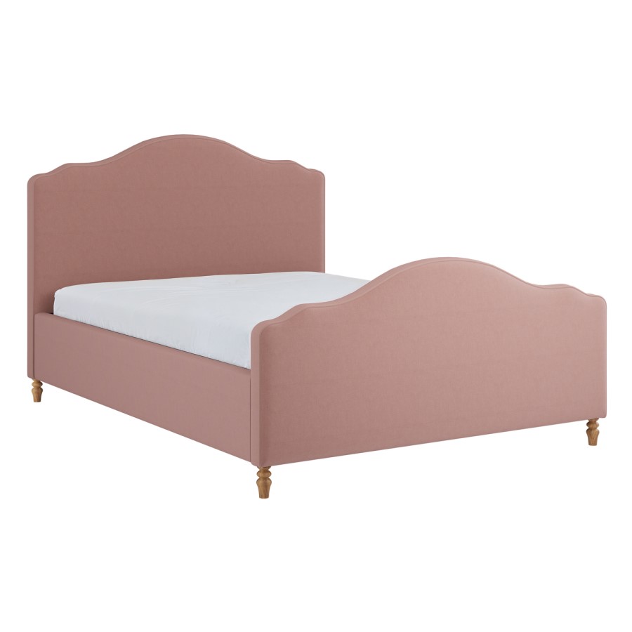 Pink Upholstered King Size Side-Lift Ottoman Storage Bed with Legs - Marie