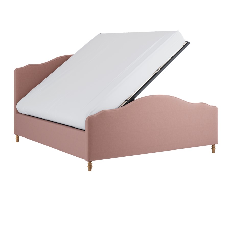 Pink Upholstered Super King Side-Lift Ottoman Storage Bed with Legs - Marie