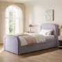Lilac Upholstered Single Guest Bed with Trundle and Curved Headboard - Naomi
