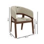 Set of 4 Walnut and Beige Upholstered Curved Dining Chairs - Owen