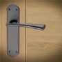 Internal Satin Black Bathroom Lever Door Handle with Lock, Latch and Hinges Pack - 75mm Latch - Neva - XL Joinery