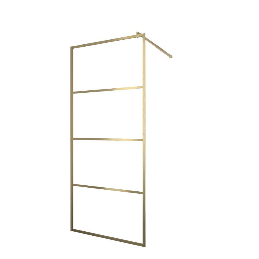 1000mm Brushed Brass Grid Shower Screen for Wet Room & Walk In Shower - Nova