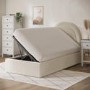 Cream Velvet Single Side-Lift Ottoman Bed with Curved Headboard - Nora