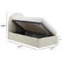 Cream Velvet Single Side-Lift Ottoman Bed with Curved Headboard - Nora