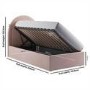 Pink Velvet Single Side-Lift Ottoman Bed with Curved Headboard - Nora