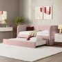 GRADE A1 - Velvet Single Day Bed with Trundle in Pink - Newton