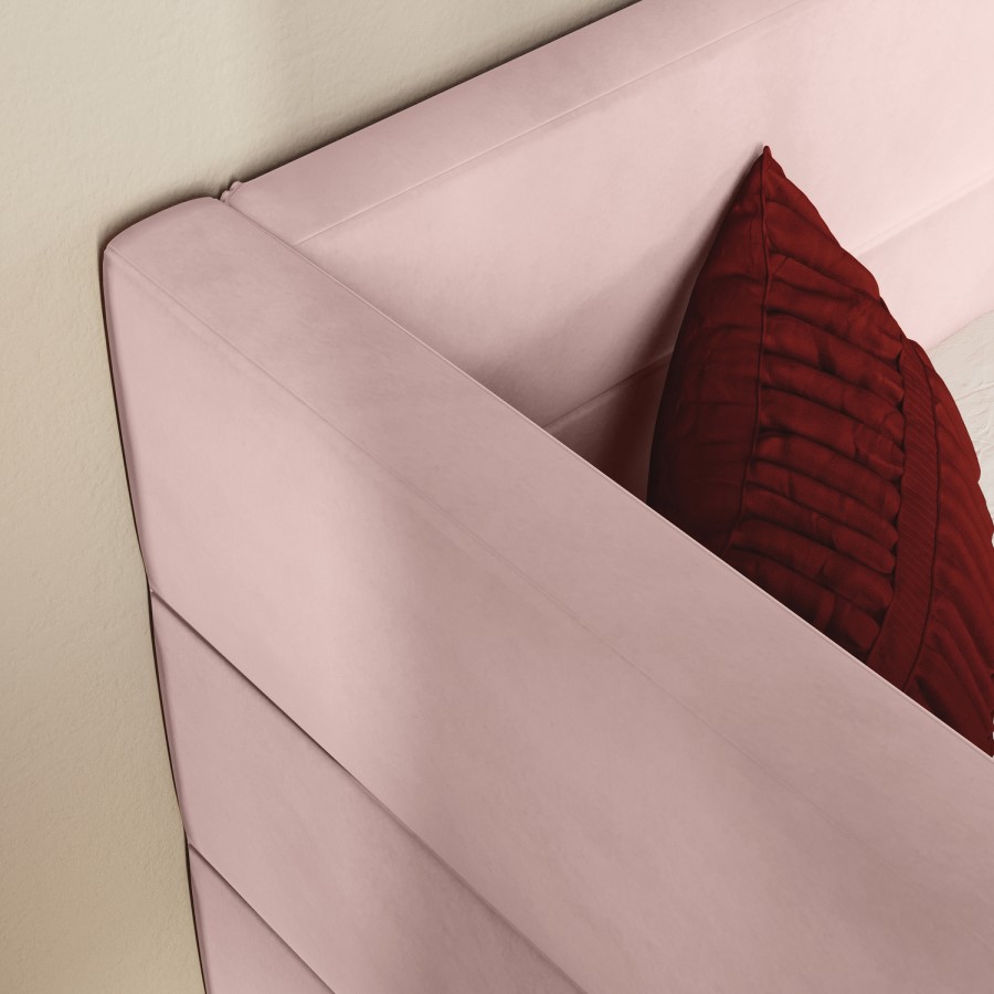 GRADE A1 - Velvet Single Day Bed with Trundle in Pink - Newton