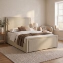 OAN001D Beige Upholstered Double Side Lift Ottoman Bed - Joan