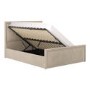Beige Upholstered King Size Side Lift Ottoman Bed - Joan
