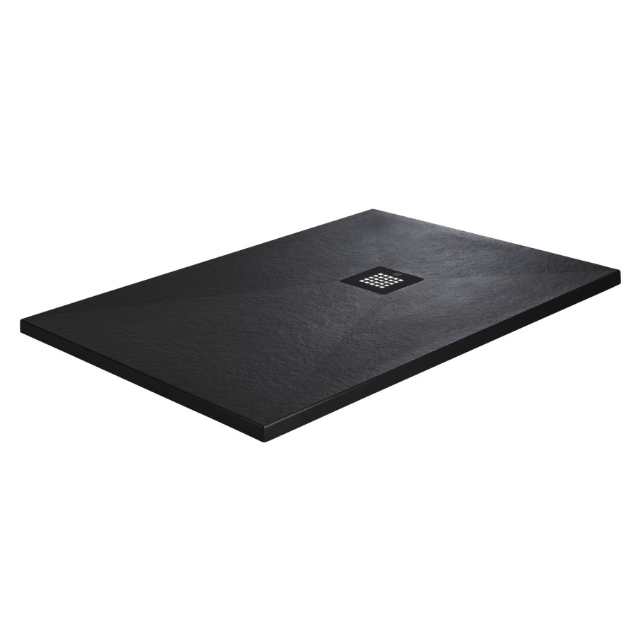 1000x900mm Rectangular Anti-Slip 27mm Slimline Black Stone Resin Shower Tray – Sileti