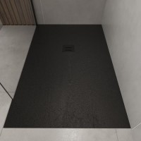 1000x900mm Rectangular Anti-Slip 27mm Slimline Black Stone Resin Shower Tray – Sileti