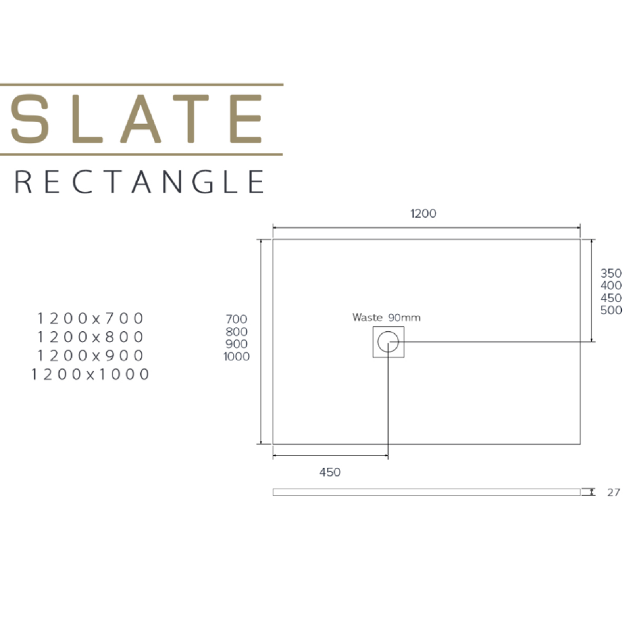 1200x800mm Rectangular Anti-Slip 27mm Slimline Sand Stone Resin Shower Tray – Sileti