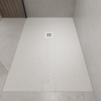 1200x900mm Rectangular Anti-Slip 27mm Slimline White Stone Resin Shower Tray – Sileti