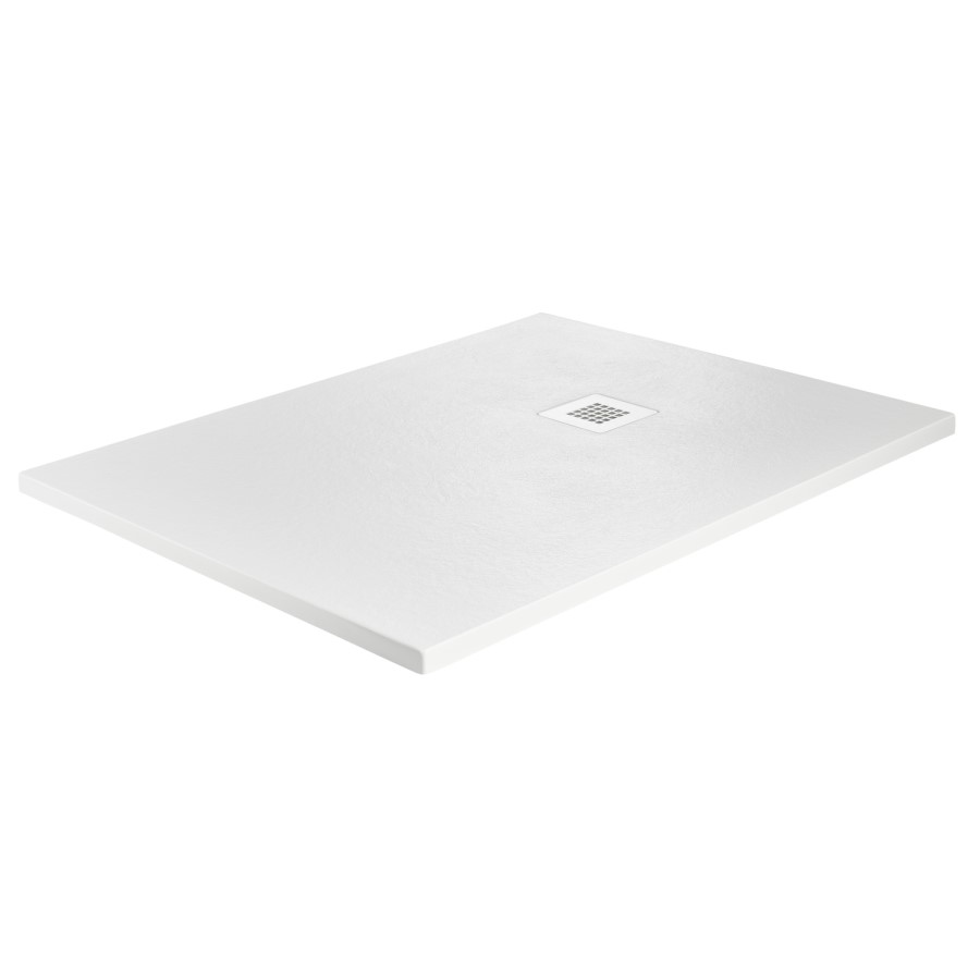 1200x900mm Rectangular Anti-Slip 27mm Slimline White Stone Resin Shower Tray – Sileti