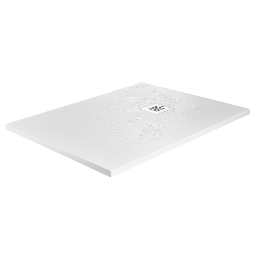 1200x900mm Rectangular Anti-Slip 27mm Slimline White Stone Resin Shower Tray – Sileti