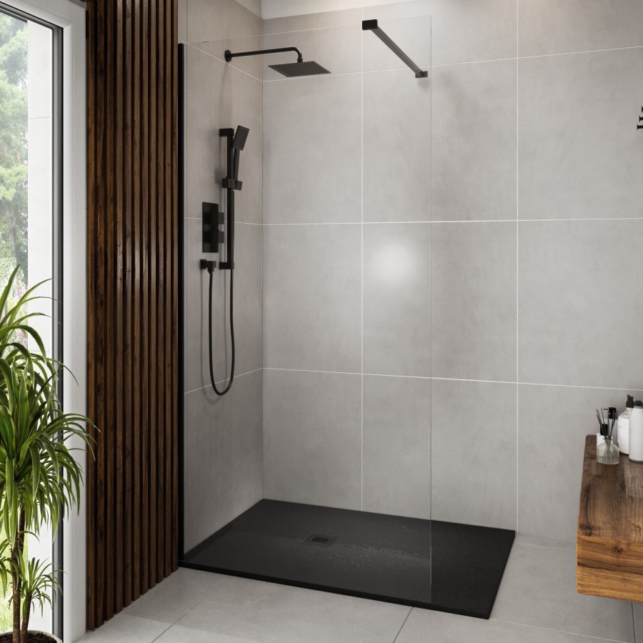 1000x900mm Rectangular Anti-Slip 27mm Slimline Black Stone Resin Shower Tray – Sileti