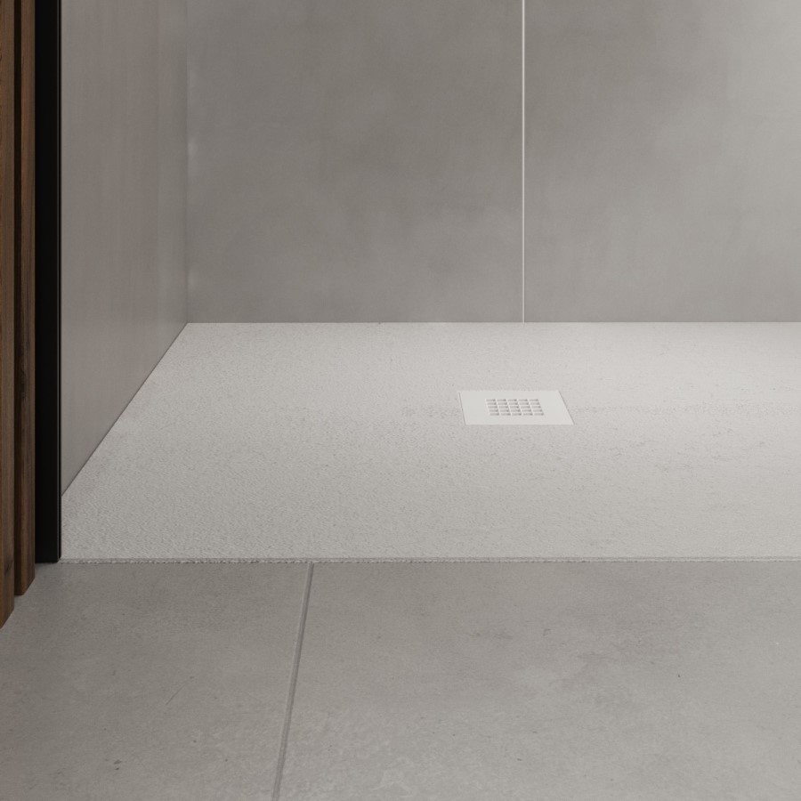 1400x900mm Rectangular Anti-Slip 27mm Slimline White Stone Resin Shower Tray – Sileti