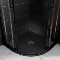 900x900mm Quadrant Anti-Slip 27mm Slimline Black Stone Resin Shower Tray – Sileti