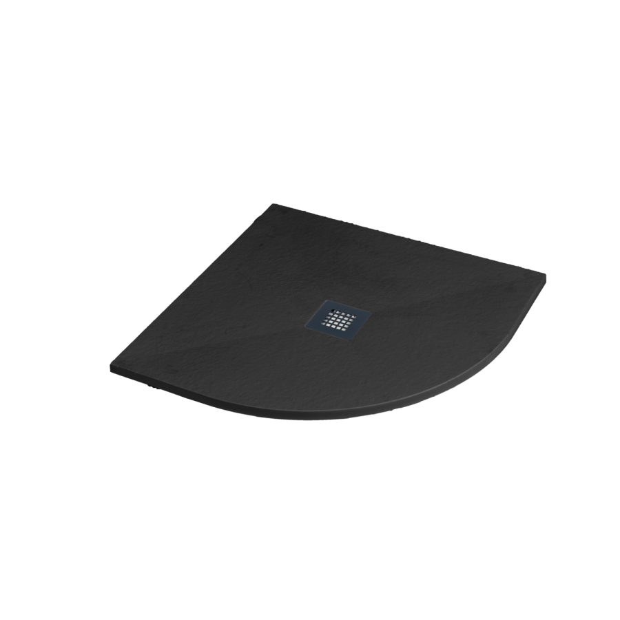 900x900mm Quadrant Anti-Slip 27mm Slimline Black Stone Resin Shower Tray – Sileti