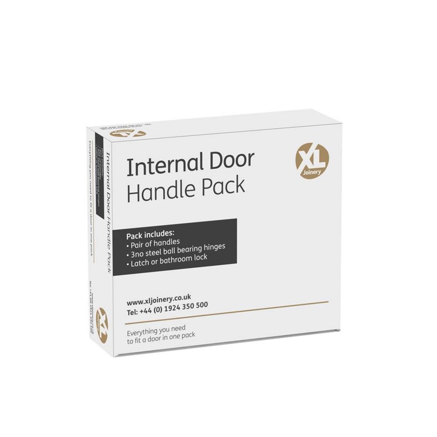 Internal Black Nickel Bathroom Lever Door Handle with Lock, Latch and Hinges Pack - 65mm Latch - Oder - XL Joinery