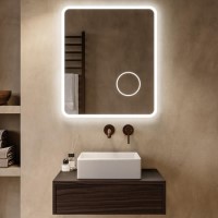 Rectangular Heated Bathroom Mirror with Lights & Magnifier 600 x 700mm – Odin
