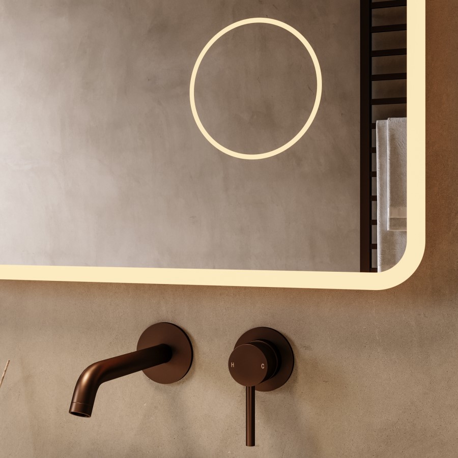 Rectangular Heated Bathroom Mirror with Lights & Magnifier 600 x 700mm – Odin