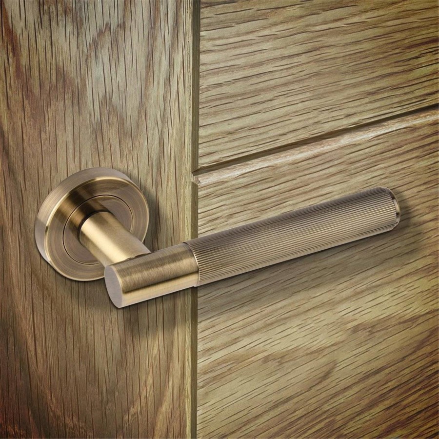 Internal Antique Bronze Lever Fire Door Handle with Latch and Hinges Pack - 75mm Latch - Oglio - XL Joinery