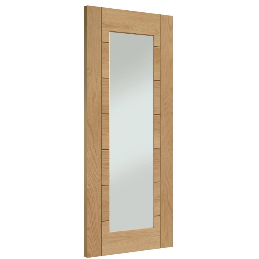 Internal Oak Fully-Glazed FD30 Fire Door with Clear Glass - Unfinished - 1981 x 838 x 44mm - Palermo Premium - XL Joinery