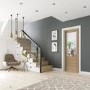 Internal Oak Half-Glazed FD30 Fire Door with Clear Etched Glass - Unfinished - 2040 x 826 x 44mm - Palermo Premium - XL Joinery