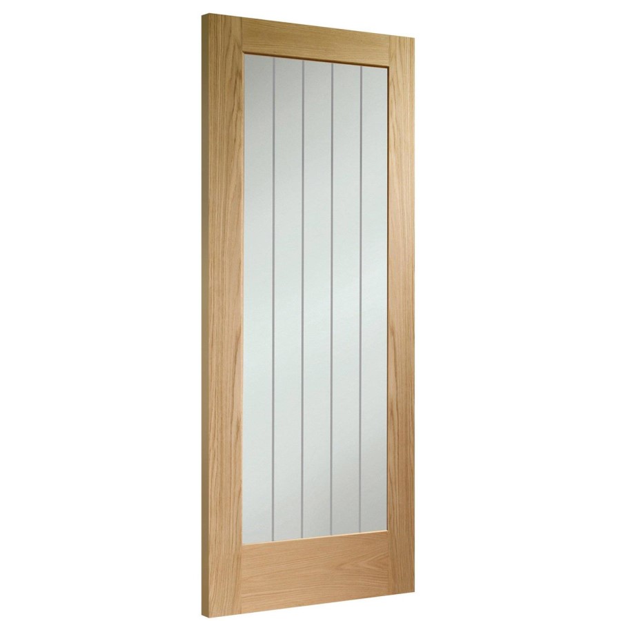 Internal Oak Fully-Glazed Cottage FD30 Fire Door with Clear Etched Glass - Unfinished - 1981 x 686 x 44mm - Suffolk Premium - XL Joinery