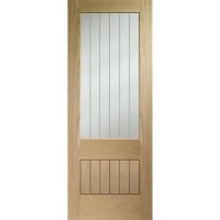Internal Oak Half-Glazed Cottage FD30 Fire Door with Clear Etched Glass - Unfinished - 2040 x 826 x 44mm - Suffolk Premium - XL Joinery