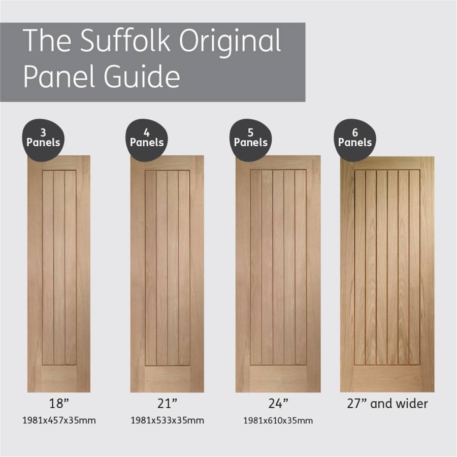 Internal Oak Cottage FD30 Fire Door - Unfinished - 1981 x 686 x 44mm - Suffolk - XL Joinery