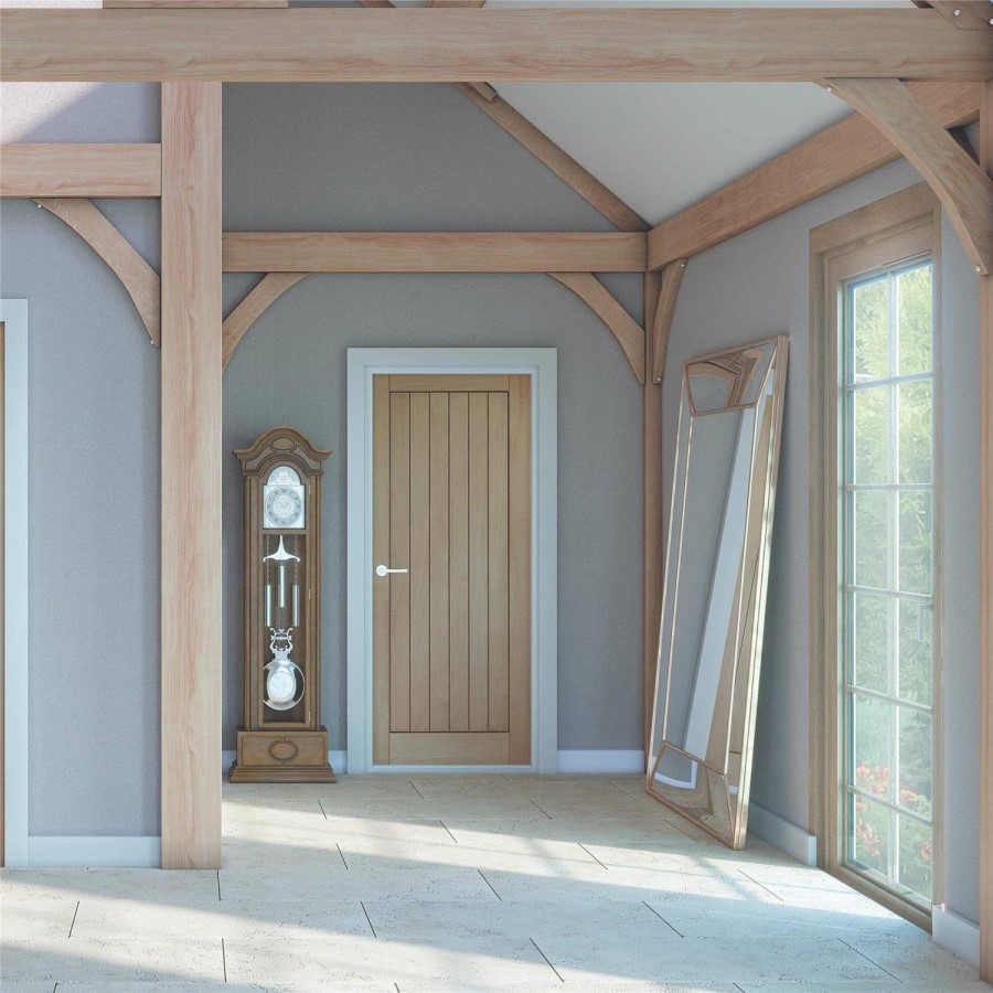 Internal Oak Cottage FD30 Fire Door - Unfinished - 1981 x 686 x 44mm - Suffolk - XL Joinery