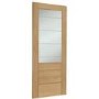 Internal Oak Half-Glazed Door with Clear Etched Glass - Pre-Finished - 1981 x 762 x 35mm - Palermo Premium - XL Joinery