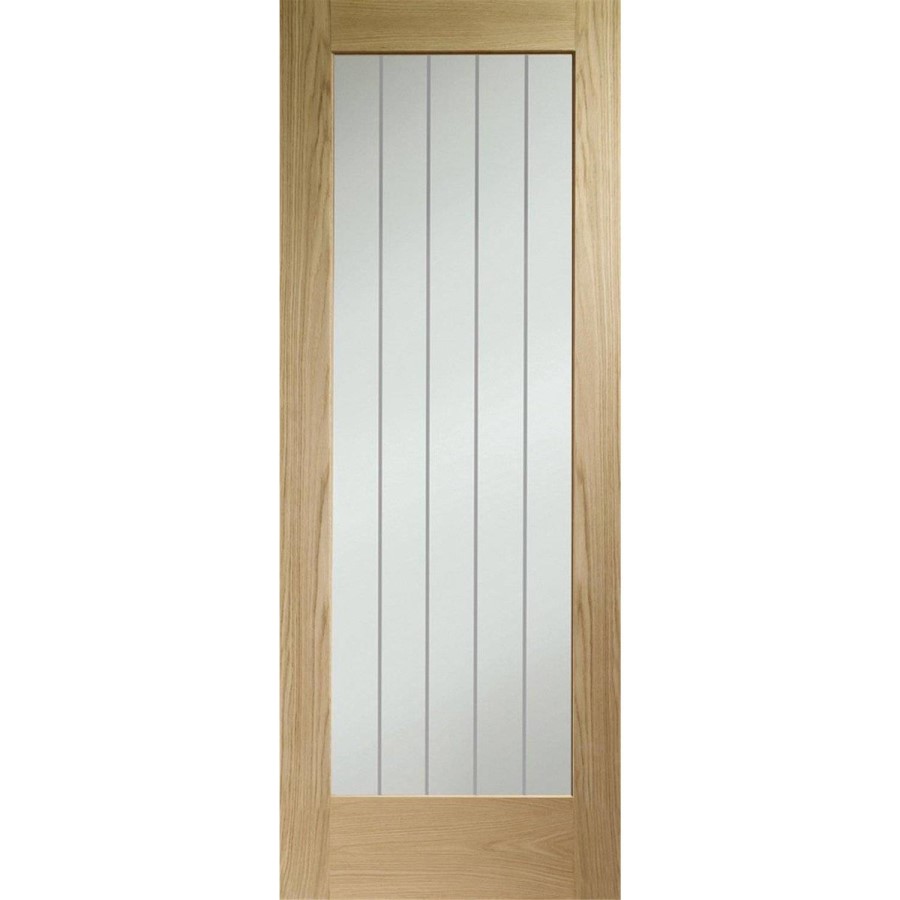 Internal Oak Fully-Glazed Cottage Door with Clear Etched Glass - Pre-Finished - 2040 x 826 x 40mm - Suffolk Premium - XL Joinery
