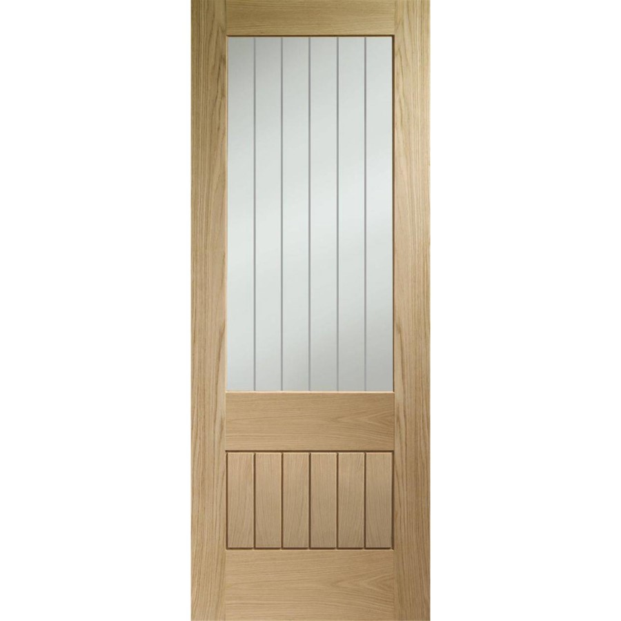 Internal Oak Half-Glazed Cottage Door with Clear Etched Glass - Pre-Finished - 1981 x 762 x 35mm - Suffolk Premium - XL Joinery
