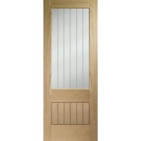 Internal Oak Half-Glazed Cottage Door with Clear Etched Glass - Pre-Finished - 2040 x 526 x 40mm - Suffolk Premium - XL Joinery